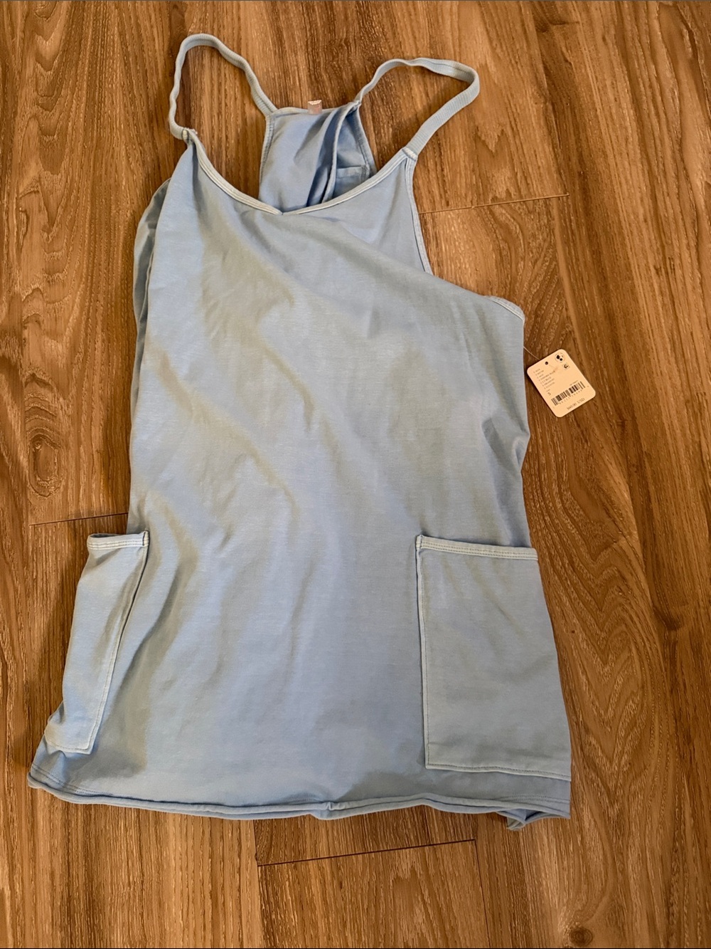 FP Movement by Free People Light Blue Racerback Tank with Front Pockets